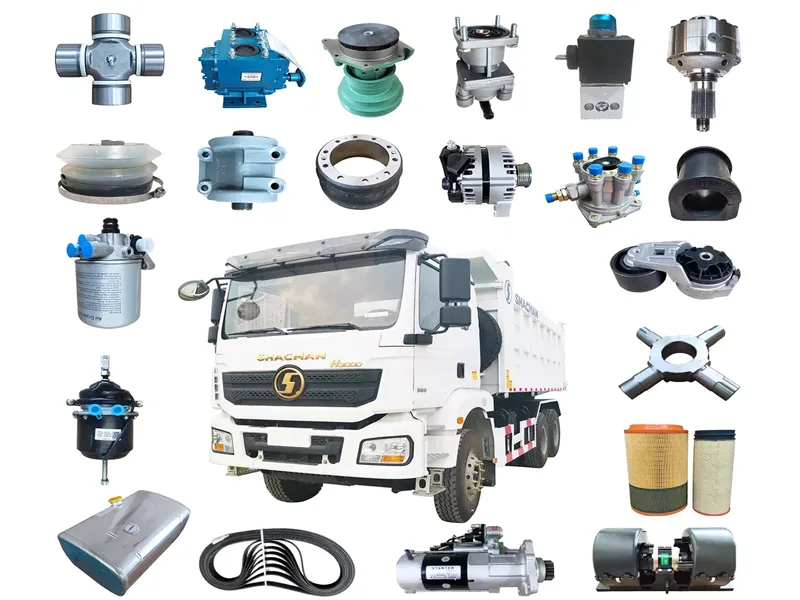 Range of Shacman truck parts on shelf
