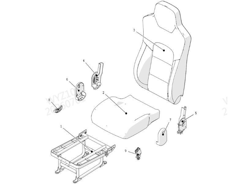 Shacman H3000 1010102-Right Fixed Seat Assembly-M3000, L3000, L5000-Wide Backrest