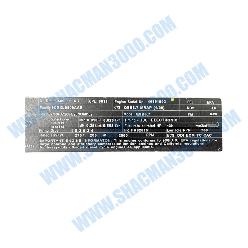 Dataplate 5583205X