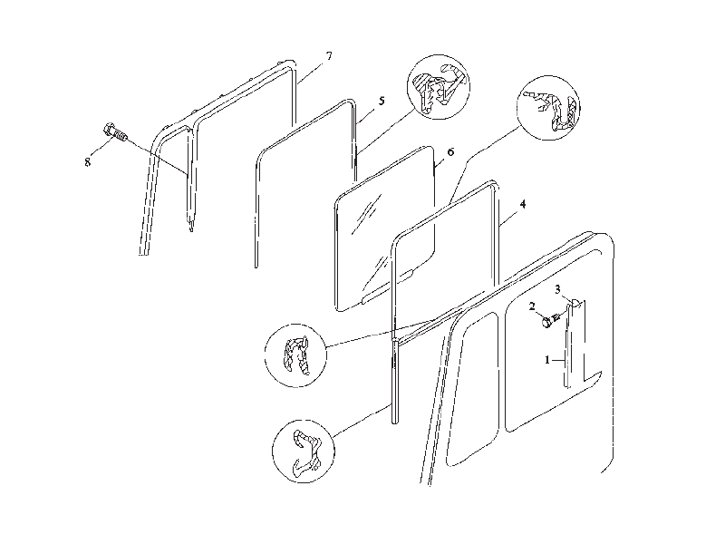 Shacman F2000 Door Window Left Without Window Crank