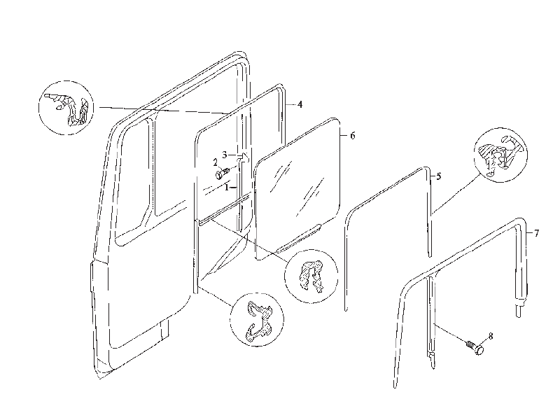 Shacman F2000 Door Window Right Without Window Crank